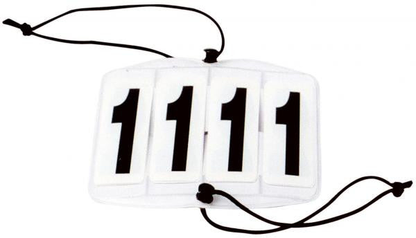 BUSSE Competition Numbers ECKIG, 4-digit Elastic strap / White - Eqclusive