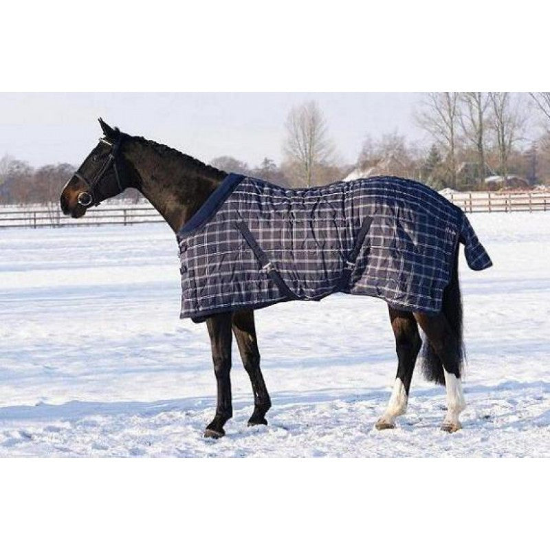 QHP Stable Rug Navy Check150gsm 125 / Blue Checkered - Eqclusive  - 1