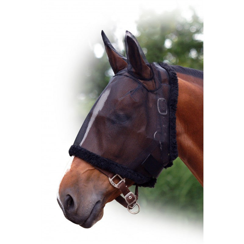 QHP Fly Mask with Ear Protection Foal / Black - Eqclusive 