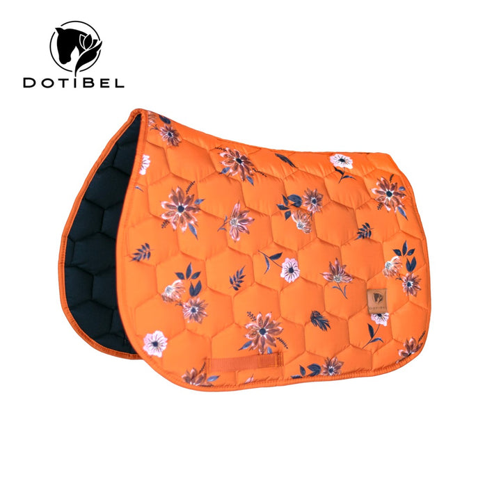 DotiBel Numnah SATIN Orange Flowers
