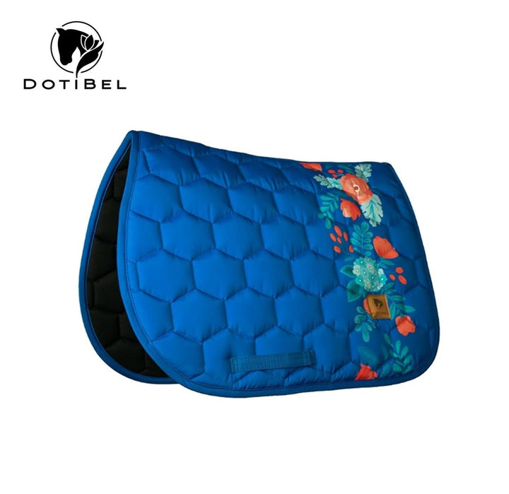 DotiBel Numnah SATIN Royal Blue with Flowers